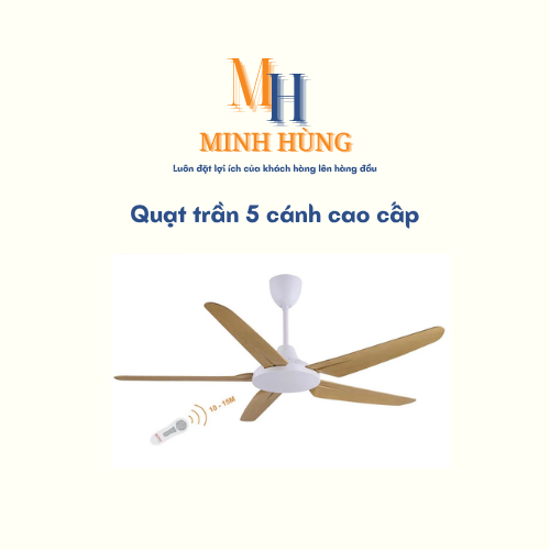 Quạt trần 5 cánh cao cấp AsiaLighting có điều khiển từ xa 